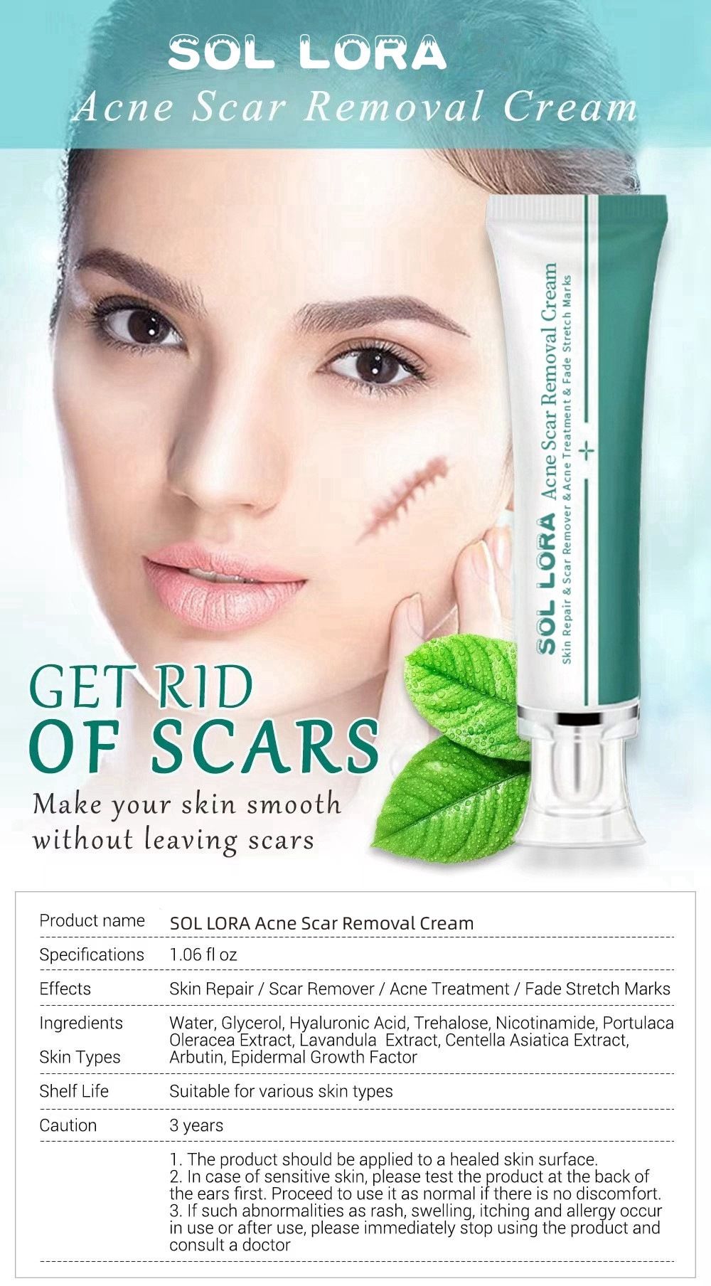 Scar Cream, Face Pimples Scar Stretch Marks Cream Moisturizing Repair Damaged Skin Gel Scar Treatment