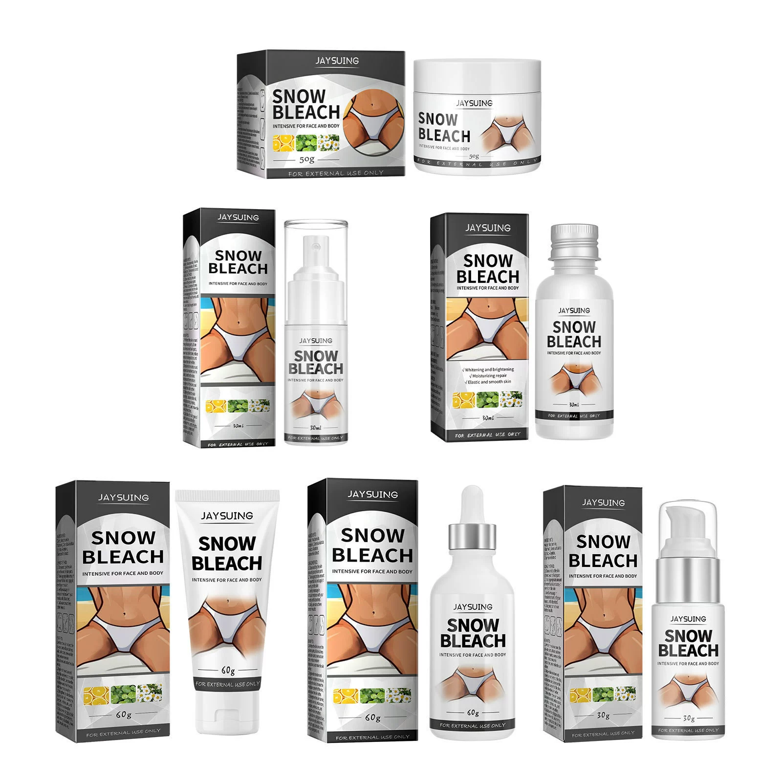 Armpit Thigh Darkening Cream Snow Bleach Cream - Whitening for Private Parts, Underarms & Dark Spot Removal - Gentle Skin Lightening 1 set