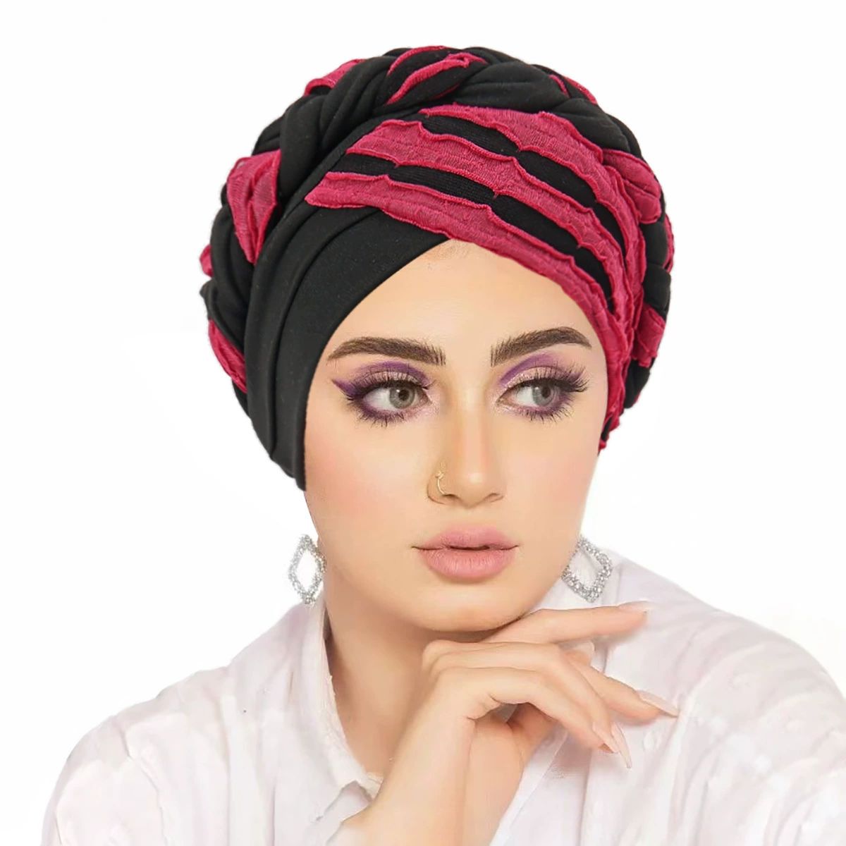 Hijab Braid Silky Turban Hats for Women Cancer Chemo Beanies Cap Headwrap Headwear