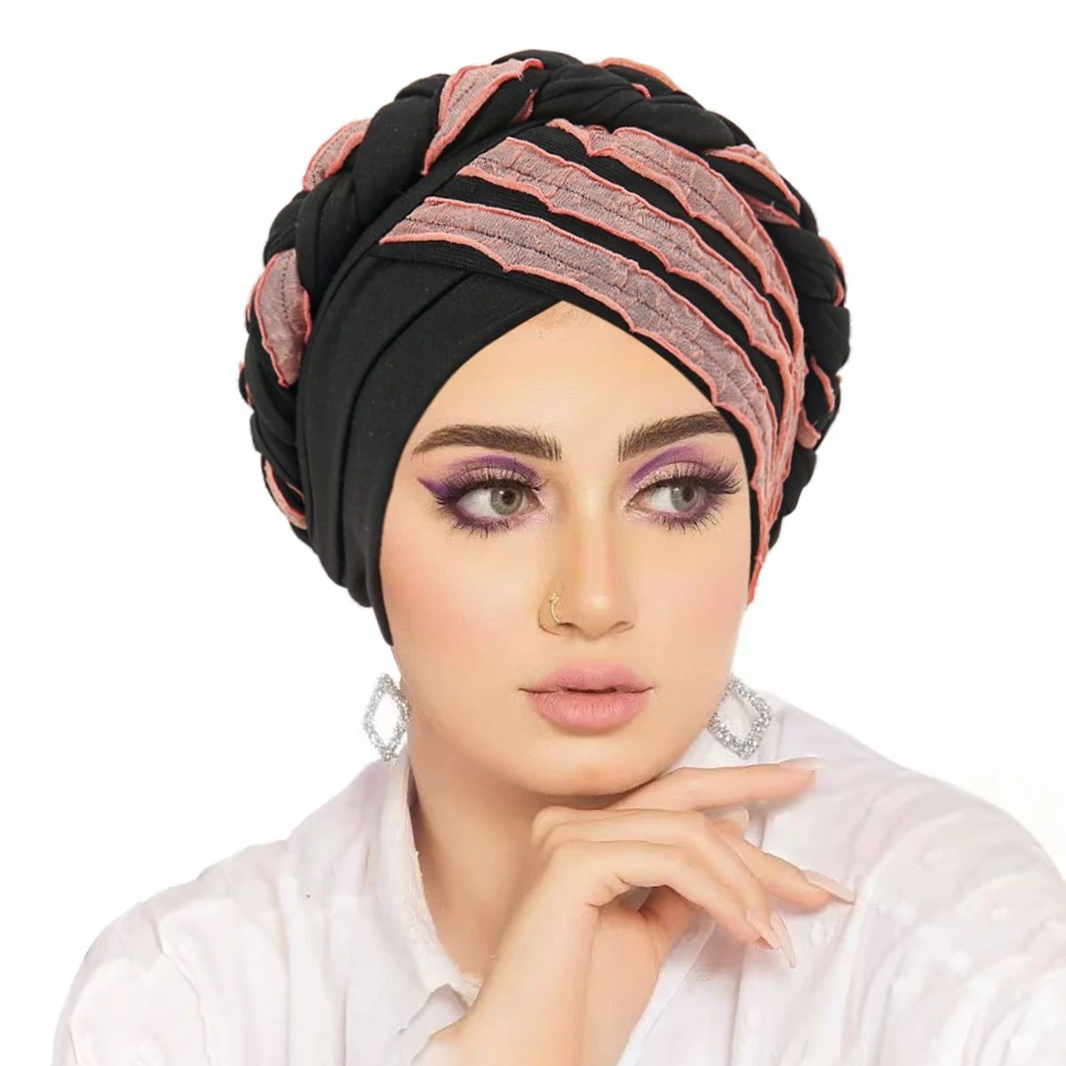 Hijab Braid Silky Turban Hats for Women Cancer Chemo Beanies Cap Headwrap Headwear