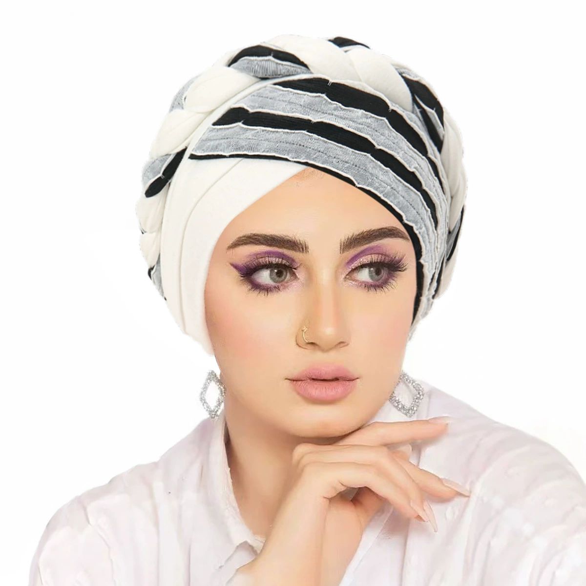 Hijab Braid Silky Turban Hats for Women Cancer Chemo Beanies Cap Headwrap Headwear
