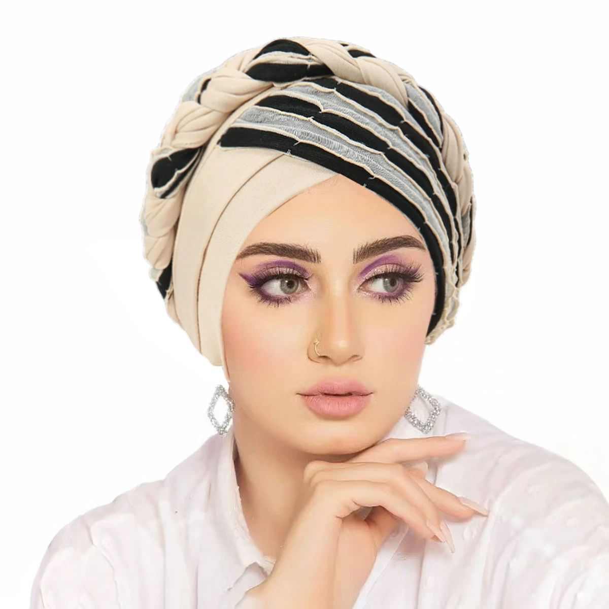 Hijab Braid Silky Turban Hats for Women Cancer Chemo Beanies Cap Headwrap Headwear