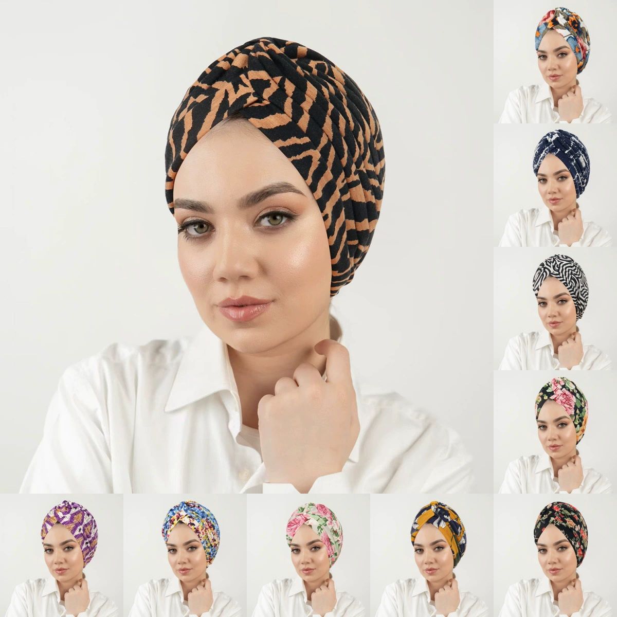 African Women Turban Caps Pre-Tied Twisted Turbans Head Scarf for Women Hair Wraps Cover Beanie Cancer Chemo Headwear