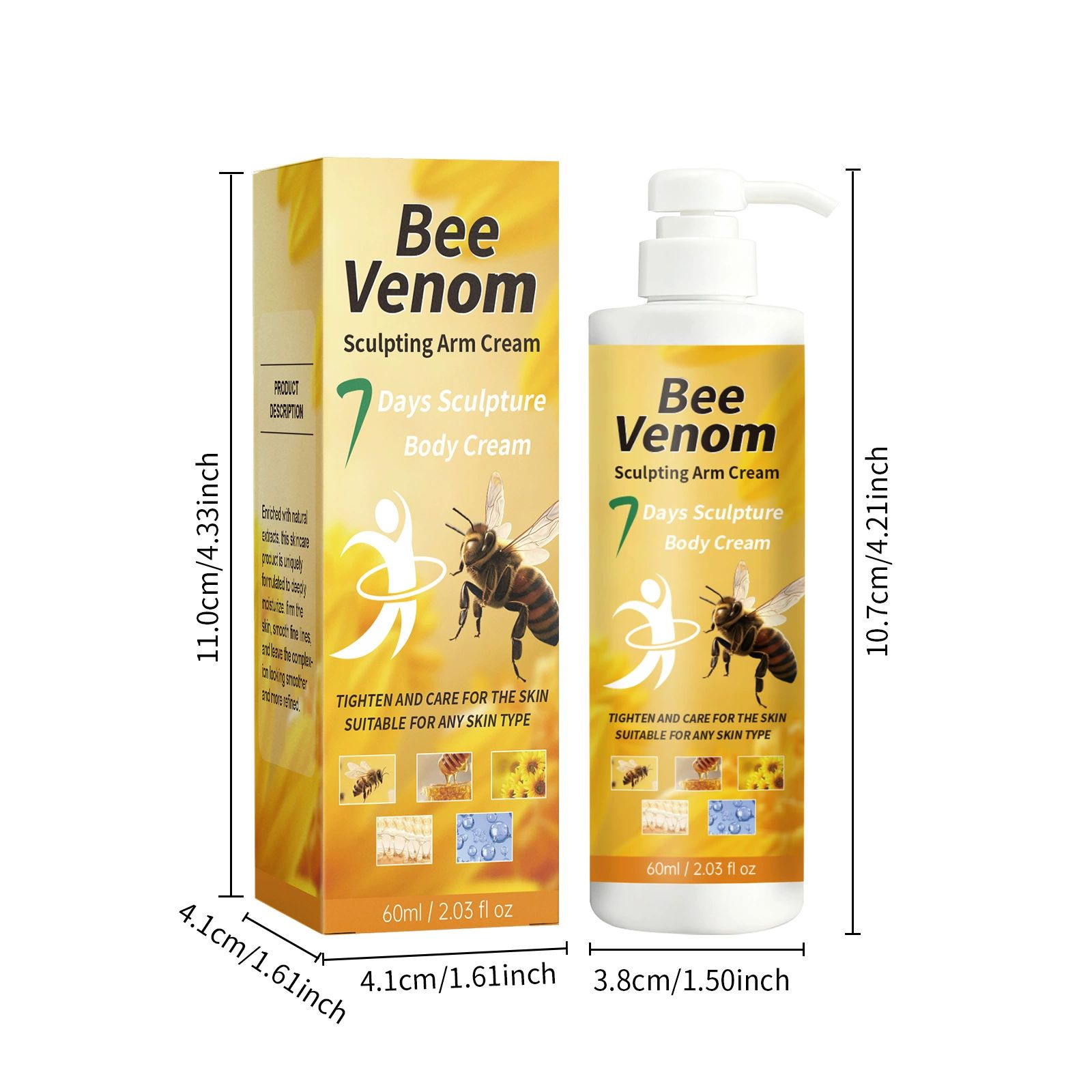 Bee Venom Sculpture Cream, Sculpt & Tone Arm Cream – Firming And Tightening For Arms & Body, Smooths The Look Of Wrinkles, Deeply Hydrates, Firms The Look Of Crepey Texture, Suitable for all skin