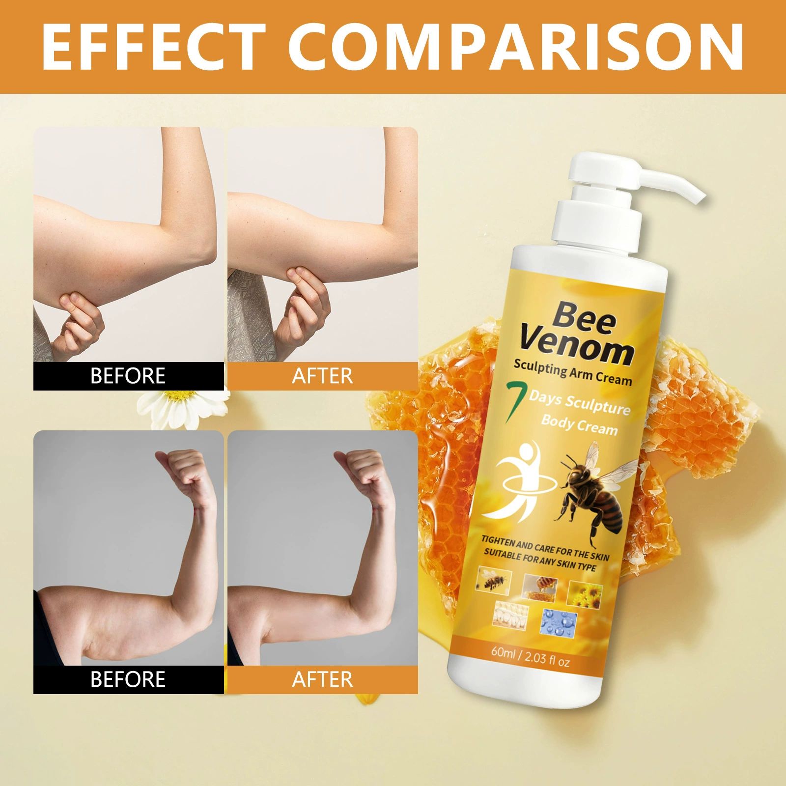 Bee Venom Sculpture Cream, Sculpt & Tone Arm Cream – Firming And Tightening For Arms & Body, Smooths The Look Of Wrinkles, Deeply Hydrates, Firms The Look Of Crepey Texture, Suitable for all skin