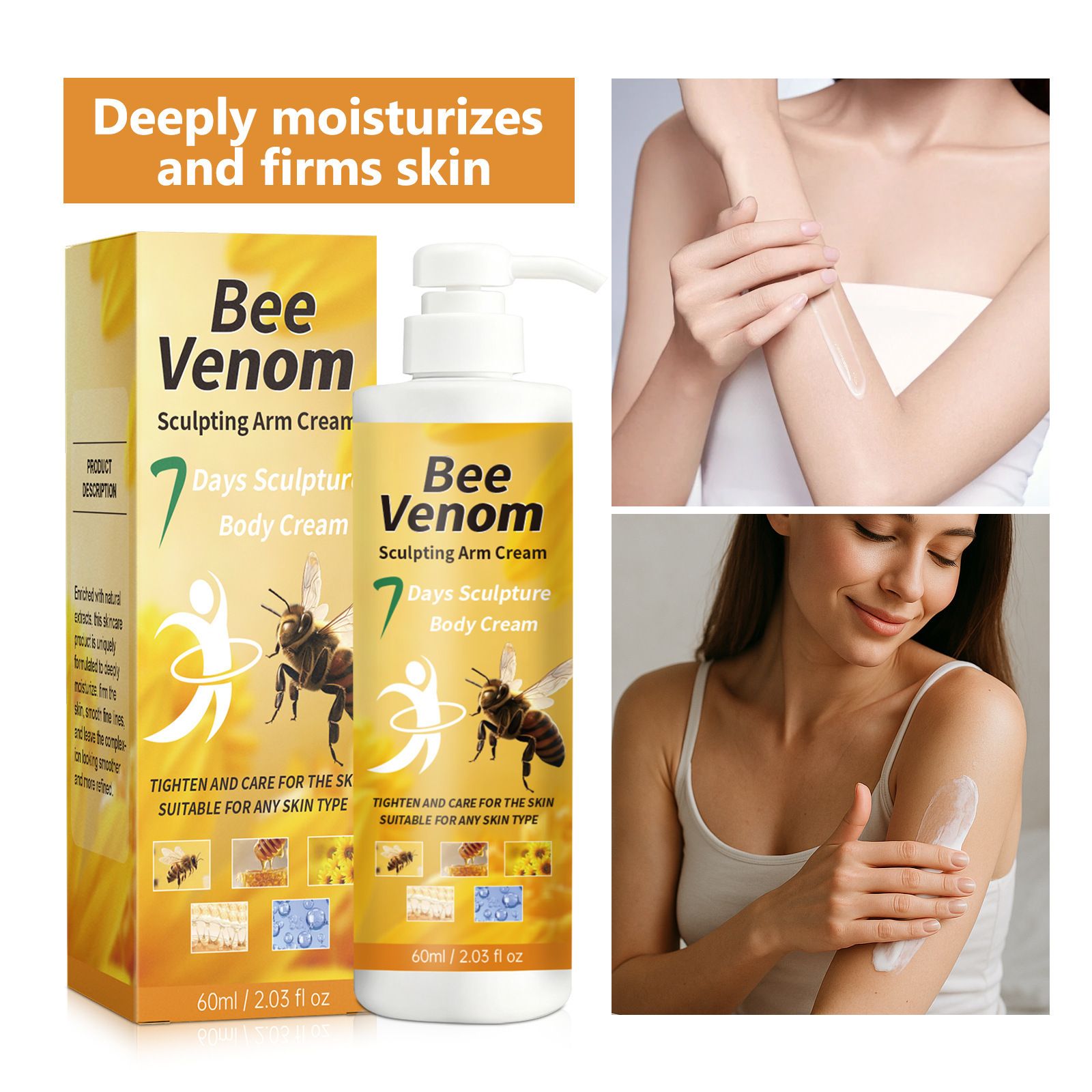 Bee Venom Sculpture Cream, Sculpt & Tone Arm Cream – Firming And Tightening For Arms & Body, Smooths The Look Of Wrinkles, Deeply Hydrates, Firms The Look Of Crepey Texture, Suitable for all skin