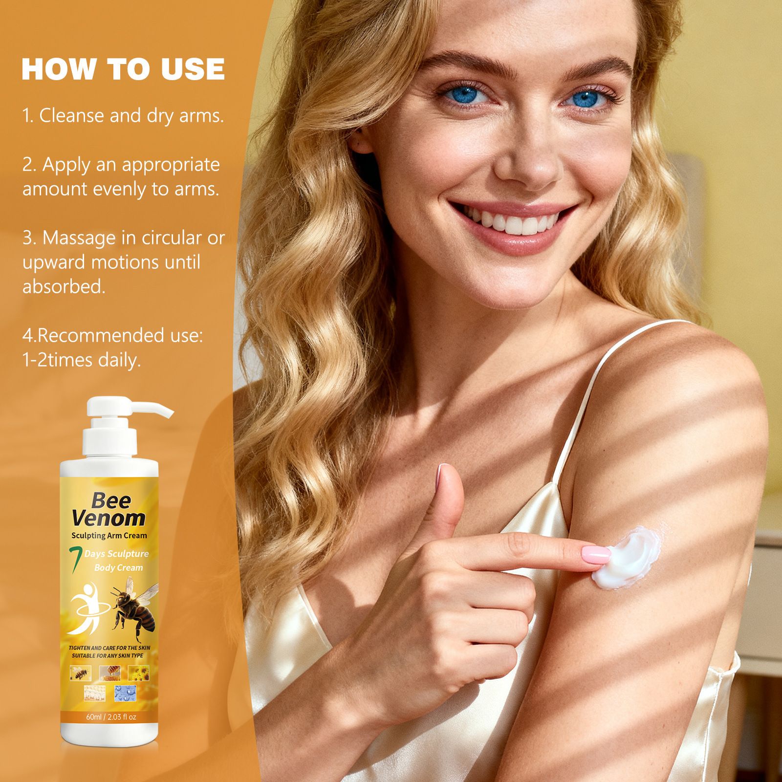 Bee Venom Sculpture Cream, Sculpt & Tone Arm Cream – Firming And Tightening For Arms & Body, Smooths The Look Of Wrinkles, Deeply Hydrates, Firms The Look Of Crepey Texture, Suitable for all skin