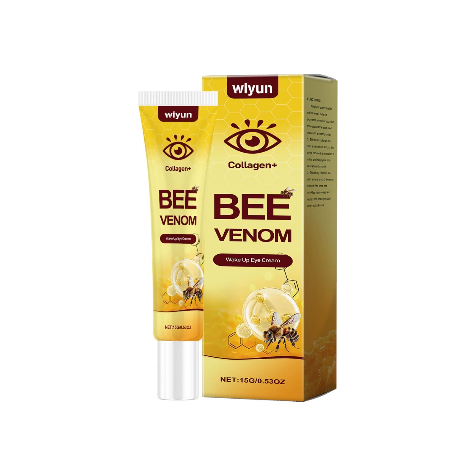Collagen Moisturizing hydrating skin around the eyes softening taking care firming eye cream，Bee Venom Wrinkle Removal Cream,，All Skin Types - Anti-Aging 2PCS