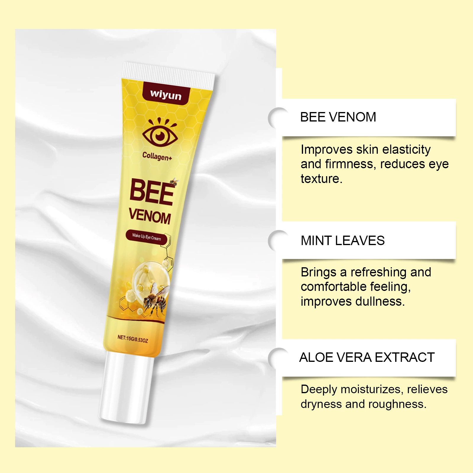 Collagen Moisturizing hydrating skin around the eyes softening taking care firming eye cream，Bee Venom Wrinkle Removal Cream,，All Skin Types - Anti-Aging 2PCS