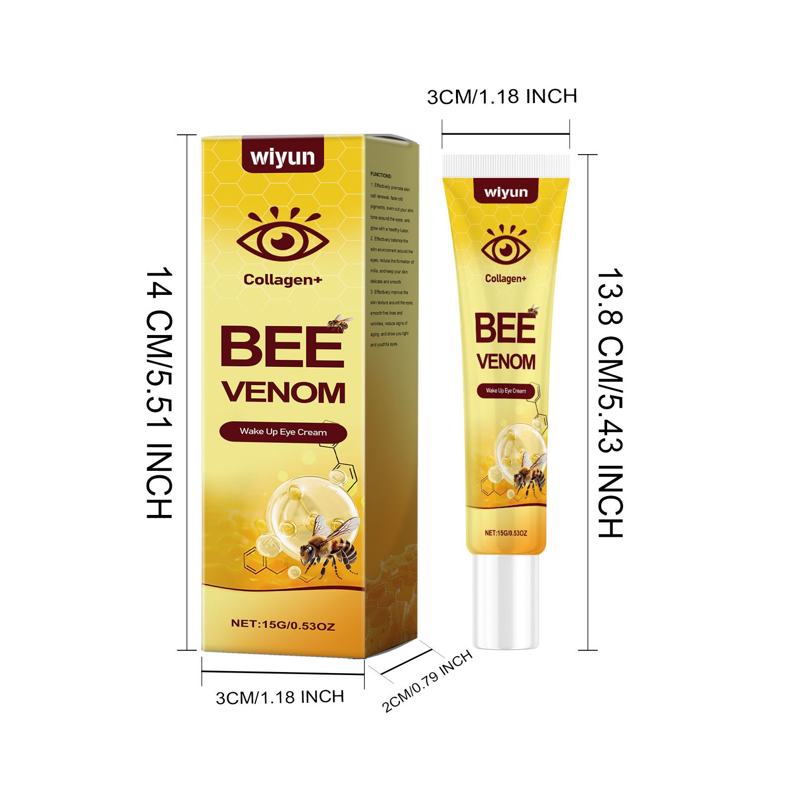 Collagen Moisturizing hydrating skin around the eyes softening taking care firming eye cream，Bee Venom Wrinkle Removal Cream,，All Skin Types - Anti-Aging 2PCS