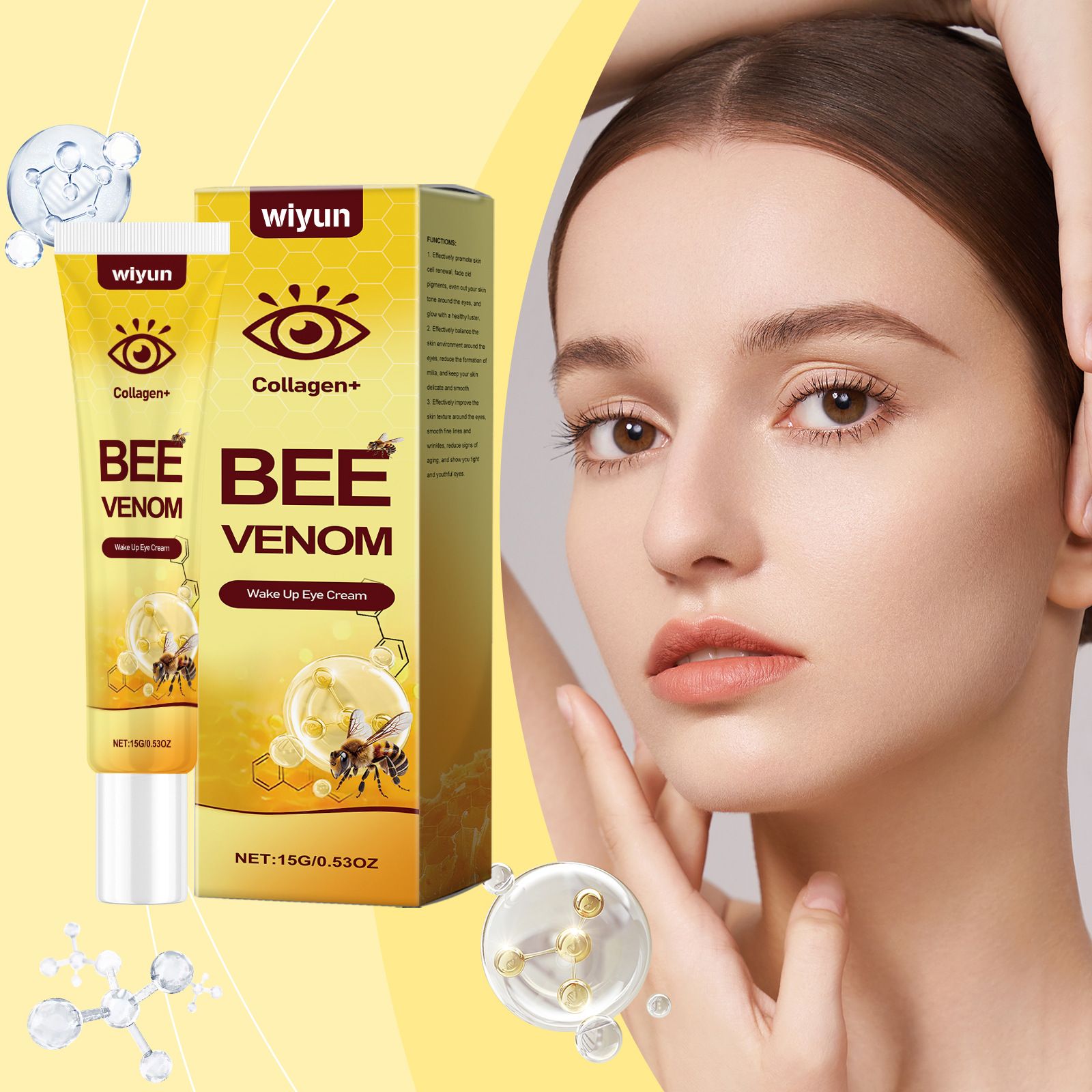 Collagen Moisturizing hydrating skin around the eyes softening taking care firming eye cream，Bee Venom Wrinkle Removal Cream,，All Skin Types - Anti-Aging 2PCS