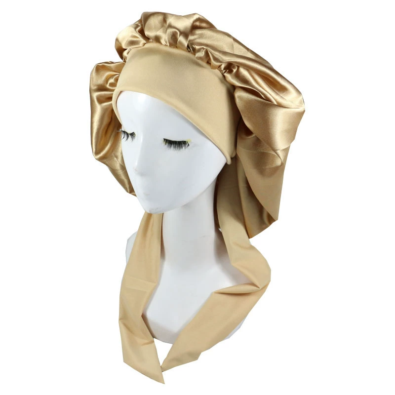 Satin Bonnet Silk Bonnet for Sleeping Silk Sleep Cap Double Layer Hair Bonnet with Elastic Tie Band for Curly Hair Night Cap