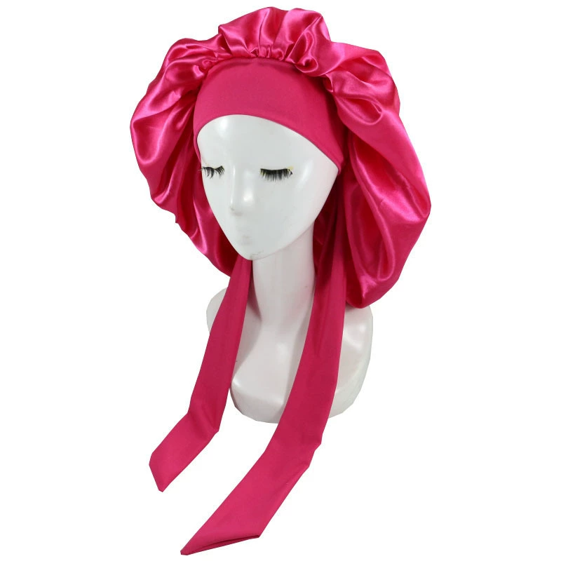 Satin Bonnet Silk Bonnet for Sleeping Silk Sleep Cap Double Layer Hair Bonnet with Elastic Tie Band for Curly Hair Night Cap