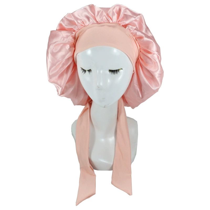 Satin Bonnet Silk Bonnet for Sleeping Silk Sleep Cap Double Layer Hair Bonnet with Elastic Tie Band for Curly Hair Night Cap