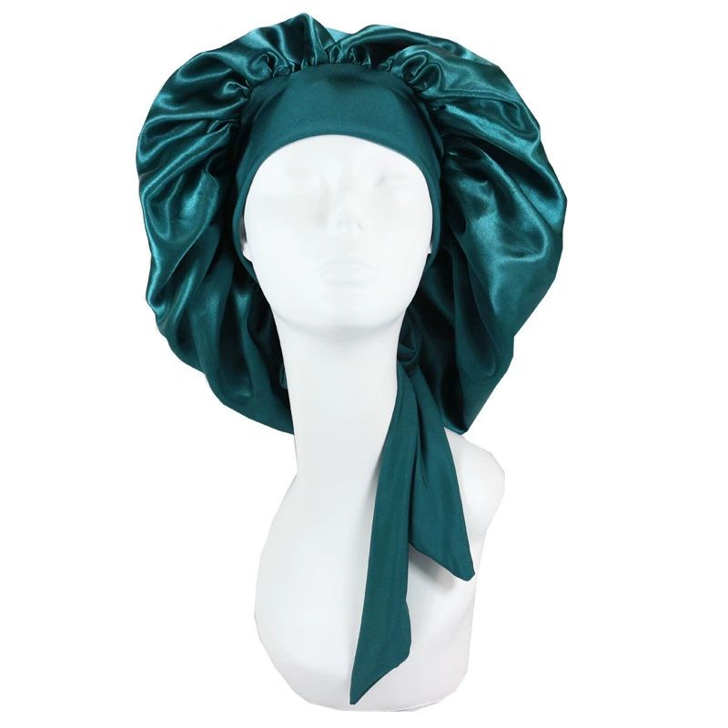 Satin Bonnet Silk Bonnet for Sleeping Silk Sleep Cap Double Layer Hair Bonnet with Elastic Tie Band for Curly Hair Night Cap