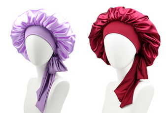 Satin Bonnet Silk Bonnet for Sleeping Silk Sleep Cap Double Layer Hair Bonnet with Elastic Tie Band for Curly Hair Night Cap