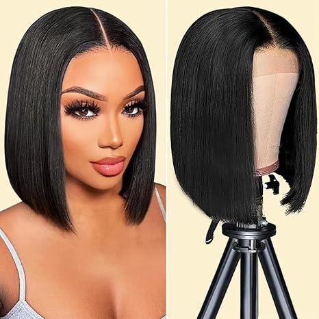 9x6 HD Lace Glueless Wigs  Hair Pre Plucked Bob Wig Women Glueless Wigs  Hair 200% Density Short Straight Bob Wigs for Black Women 14 inch