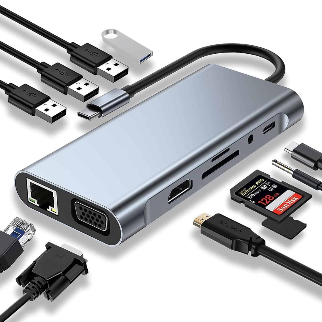 Type C to HDTV 11 in 1 Adapter Hub