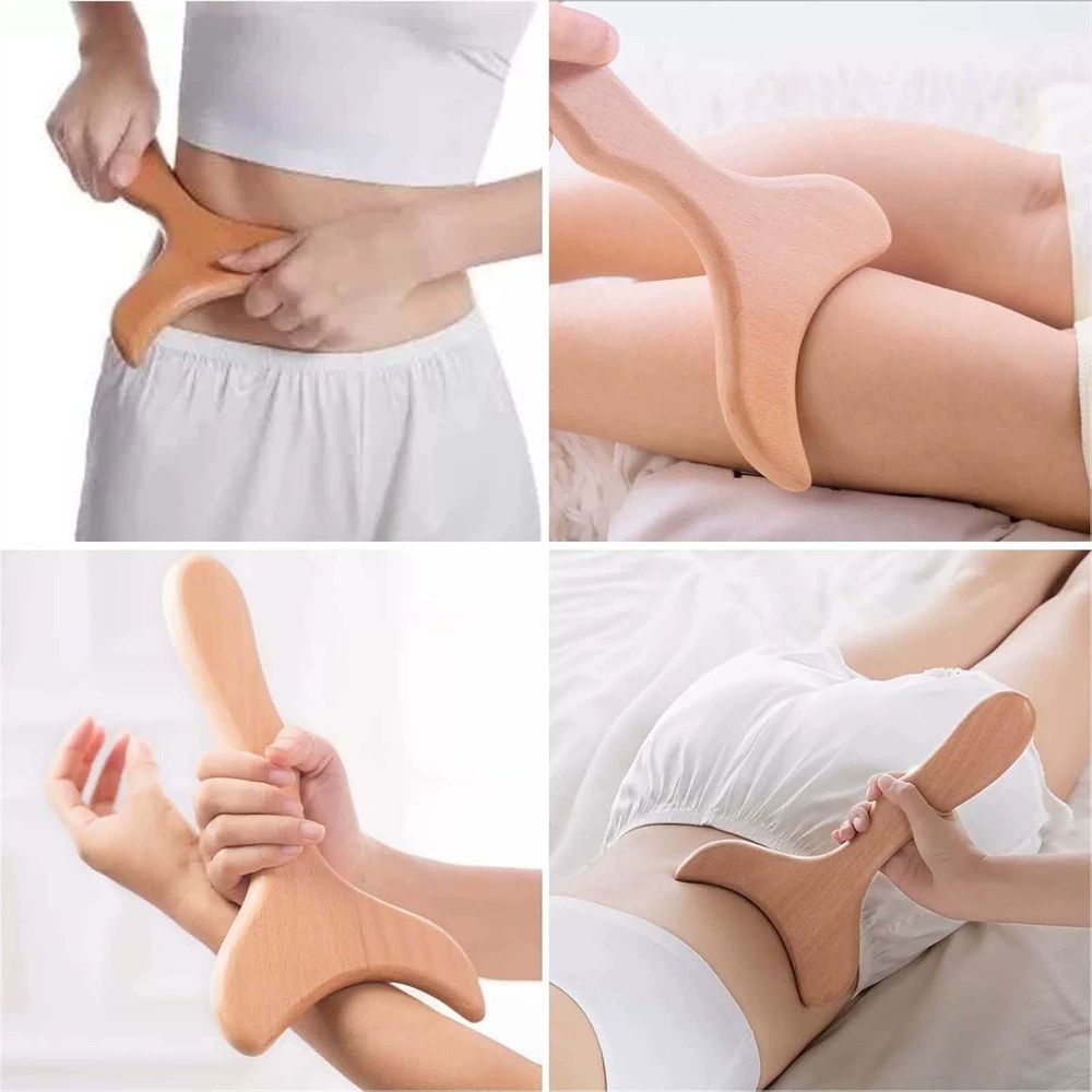 Wooden gua sha board wooden fishtail gua sha board beech wood lotus wood massage rolling tendon stick whole body meridian dredging