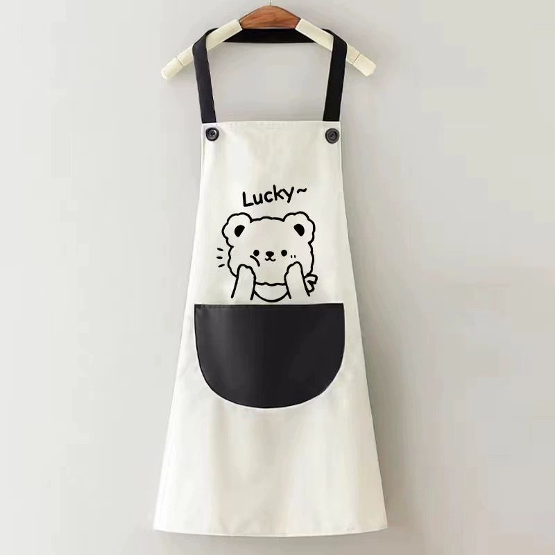 Cute cartoon apron home kitchen catering special can wipe hands waterproof oil resistant and dirt resistant