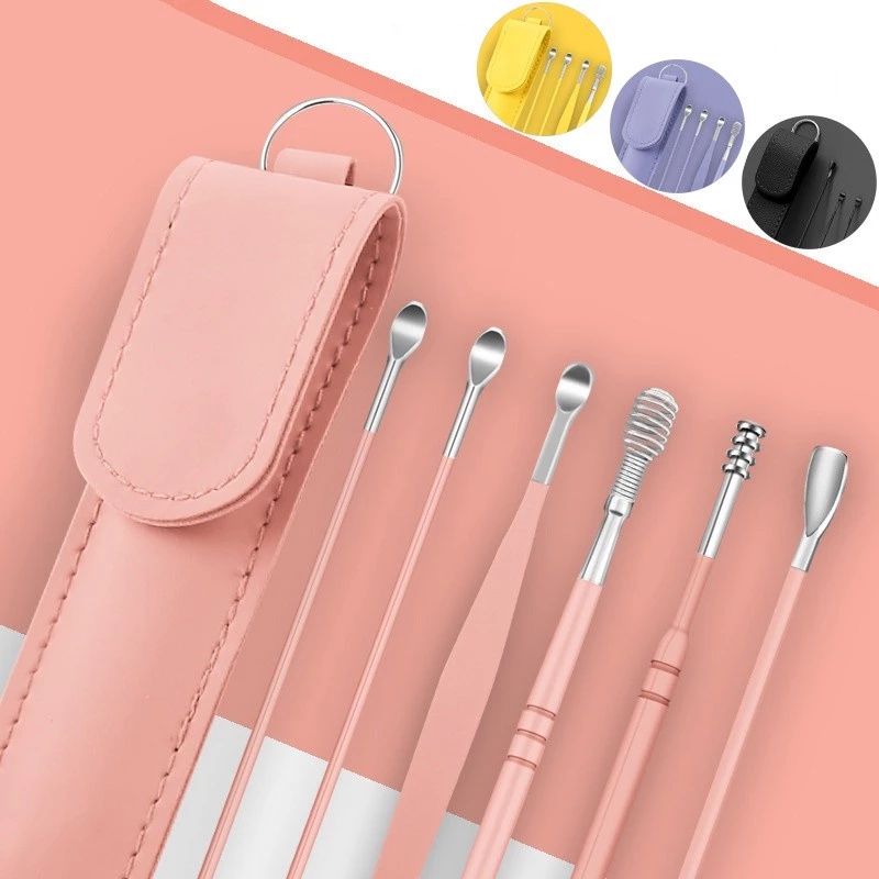6Pcs/set Portable Multifunctional Ear Wax Remover Ear Cleaning Kit Ear Pick Earpick Ear Cleaner Spoon Care Ear Clean Tools