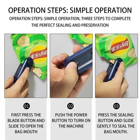 【New style】Mini Food Bag Sealer USB Rechargeable Sealing Machine Hand Pressure Snack Plastic Bag Heat-sealing Device
