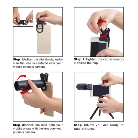 Cell Phone Lens Universal 18X 25X Optical Zoom Lens Manual Telescope Lens with Clamp