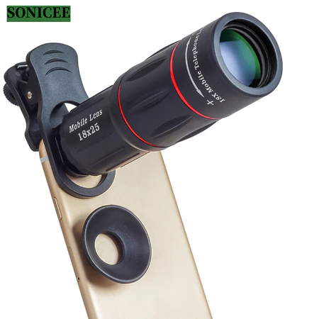 Cell Phone Lens Universal 18X 25X Optical Zoom Lens Manual Telescope Lens with Clamp