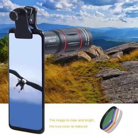 Cell Phone Lens Universal 18X 25X Optical Zoom Lens Manual Telescope Lens with Clamp