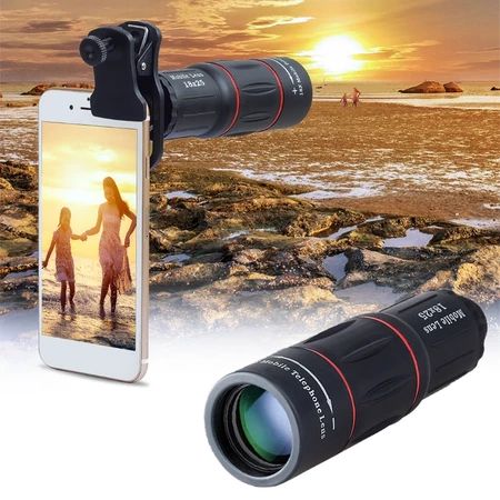 Cell Phone Lens Universal 18X 25X Optical Zoom Lens Manual Telescope Lens with Clamp