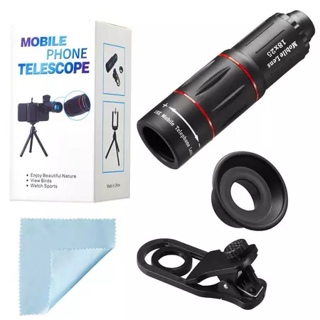 Cell Phone Lens Universal 18X 25X Optical Zoom Lens Manual Telescope Lens with Clamp