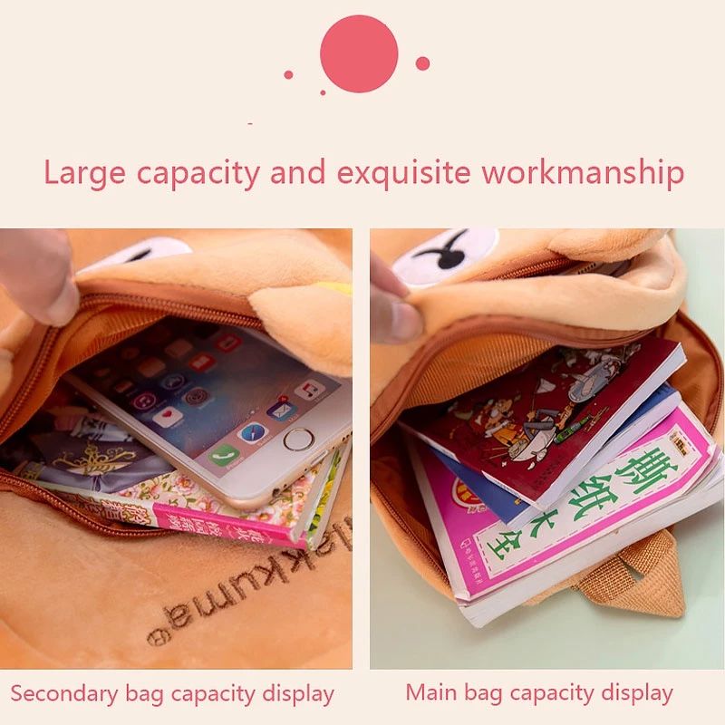 EASY ADJUST 💖 Cute Cartoon Plush Toy Bag Infants Kid Early School Preschool Bags Portable Children Mini Travel Backpack
