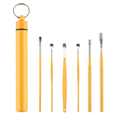 6pcs Stainless Steel Ear Picking Tool Set Ear Scoop Adult Spiral Ear Wax Picker Earpick Earwax Remover Cleaning Kit Ear Cleaner