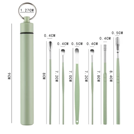 6pcs Stainless Steel Ear Picking Tool Set Ear Scoop Adult Spiral Ear Wax Picker Earpick Earwax Remover Cleaning Kit Ear Cleaner