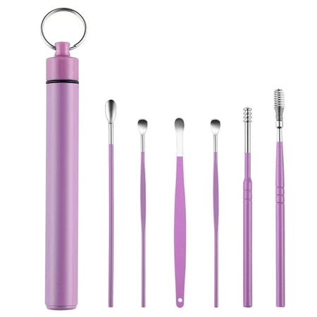 6pcs Stainless Steel Ear Picking Tool Set Ear Scoop Adult Spiral Ear Wax Picker Earpick Earwax Remover Cleaning Kit Ear Cleaner