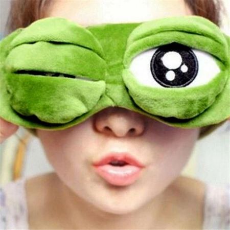 Women Men Soft Portable Travel Sleep Eye Masks / Sad Frog Designed 3D Cartoon Natural Sleeping Eyeshade / Sleeping Eyes Cover