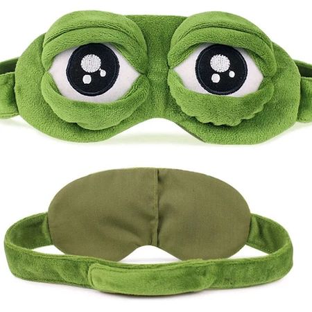 Women Men Soft Portable Travel Sleep Eye Masks / Sad Frog Designed 3D Cartoon Natural Sleeping Eyeshade / Sleeping Eyes Cover