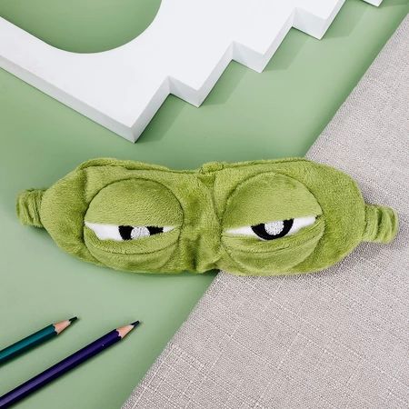 Women Men Soft Portable Travel Sleep Eye Masks / Sad Frog Designed 3D Cartoon Natural Sleeping Eyeshade / Sleeping Eyes Cover