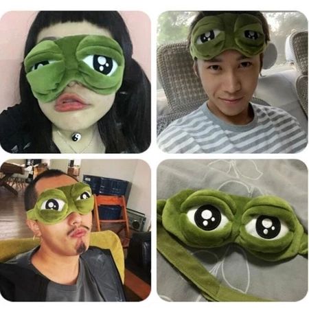 Women Men Soft Portable Travel Sleep Eye Masks / Sad Frog Designed 3D Cartoon Natural Sleeping Eyeshade / Sleeping Eyes Cover