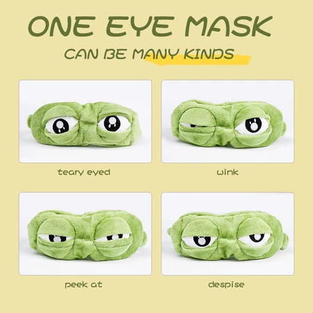 Women Men Soft Portable Travel Sleep Eye Masks / Sad Frog Designed 3D Cartoon Natural Sleeping Eyeshade / Sleeping Eyes Cover