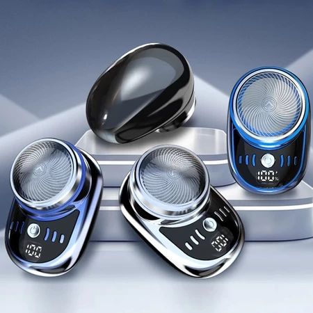 Men Mini Electric Shaver Face Beard Trimmer USB Charging with Digital Display Pocket Beard Razor Cordless Travel Razor