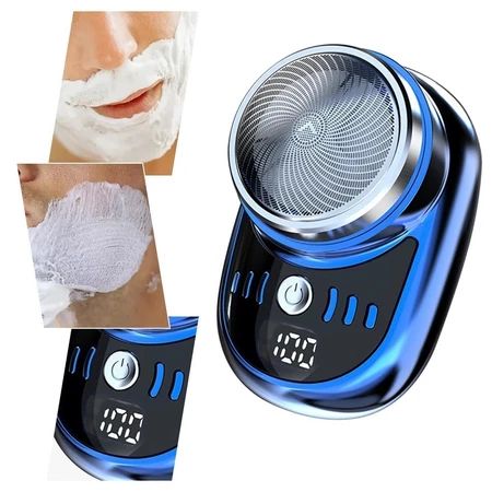 Men Mini Electric Shaver Face Beard Trimmer USB Charging with Digital Display Pocket Beard Razor Cordless Travel Razor