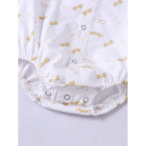 Baby Gentleman Beard Print Bodysuit + Suspender Pants