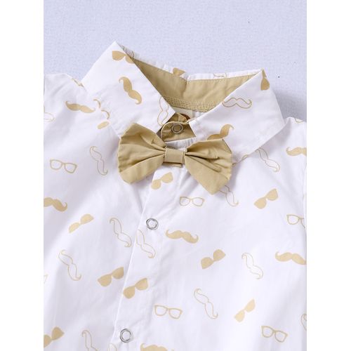 Baby Gentleman Beard Print Bodysuit + Suspender Pants