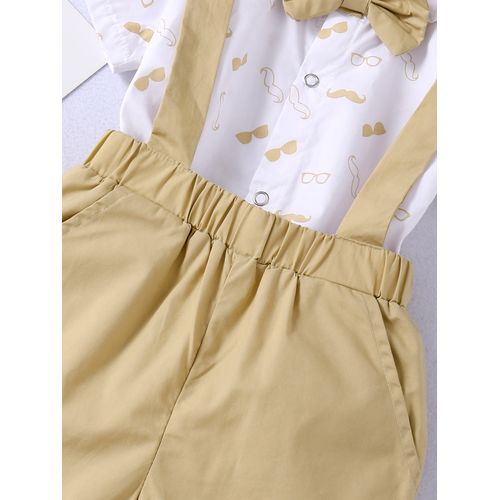 Baby Gentleman Beard Print Bodysuit + Suspender Pants