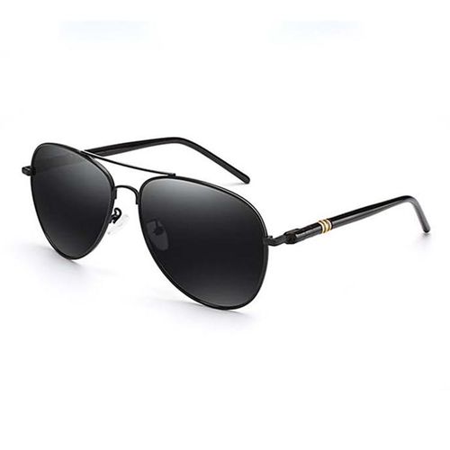 Men Oversized Aviation Metal Frame Sunglasses - Black Frame