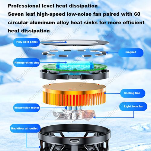 Magnetic Semiconductor Gaming Phone Cooler Portable RGB Light Radiator Cooling Fan