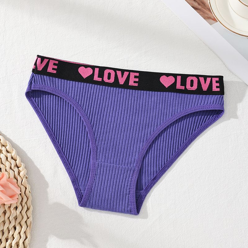 7Pcs Women's Cotton   Breathable Female Comfort Lingerie Low Waist  Soft Striped Ladies  Sporty Low  Colored Cotton Sexy Panties Simple, Breathable and Comfortable Threaded Panties