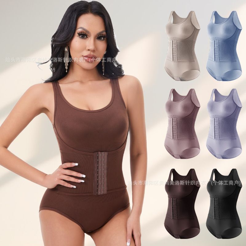 Bodysuit Shapewear Double Breasted Tummy Control Body Shaper Postpartum Slimming Woman Waist Trainer Flat Belly Comfort Corset Summer Sexy Bodysuit Shapewear