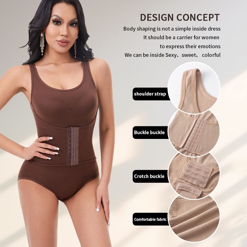 Bodysuit Shapewear Double Breasted Tummy Control Body Shaper Postpartum Slimming Woman Waist Trainer Flat Belly Comfort Corset Summer Sexy Bodysuit Shapewear